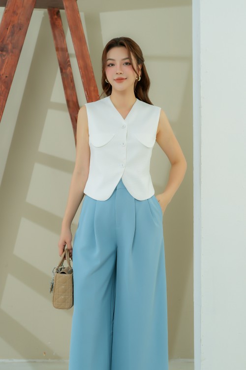 Sixdo Light Blue Wide Leg Woven Pants